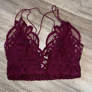 Free People red lace bralette, size L